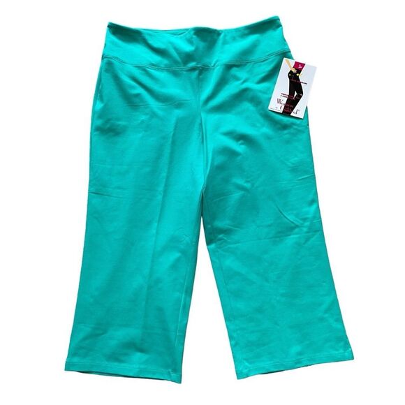 Women with Control Regular Tummy Control Full Leg Cropped Pants Teal Jade XL - Picture 3 of 8